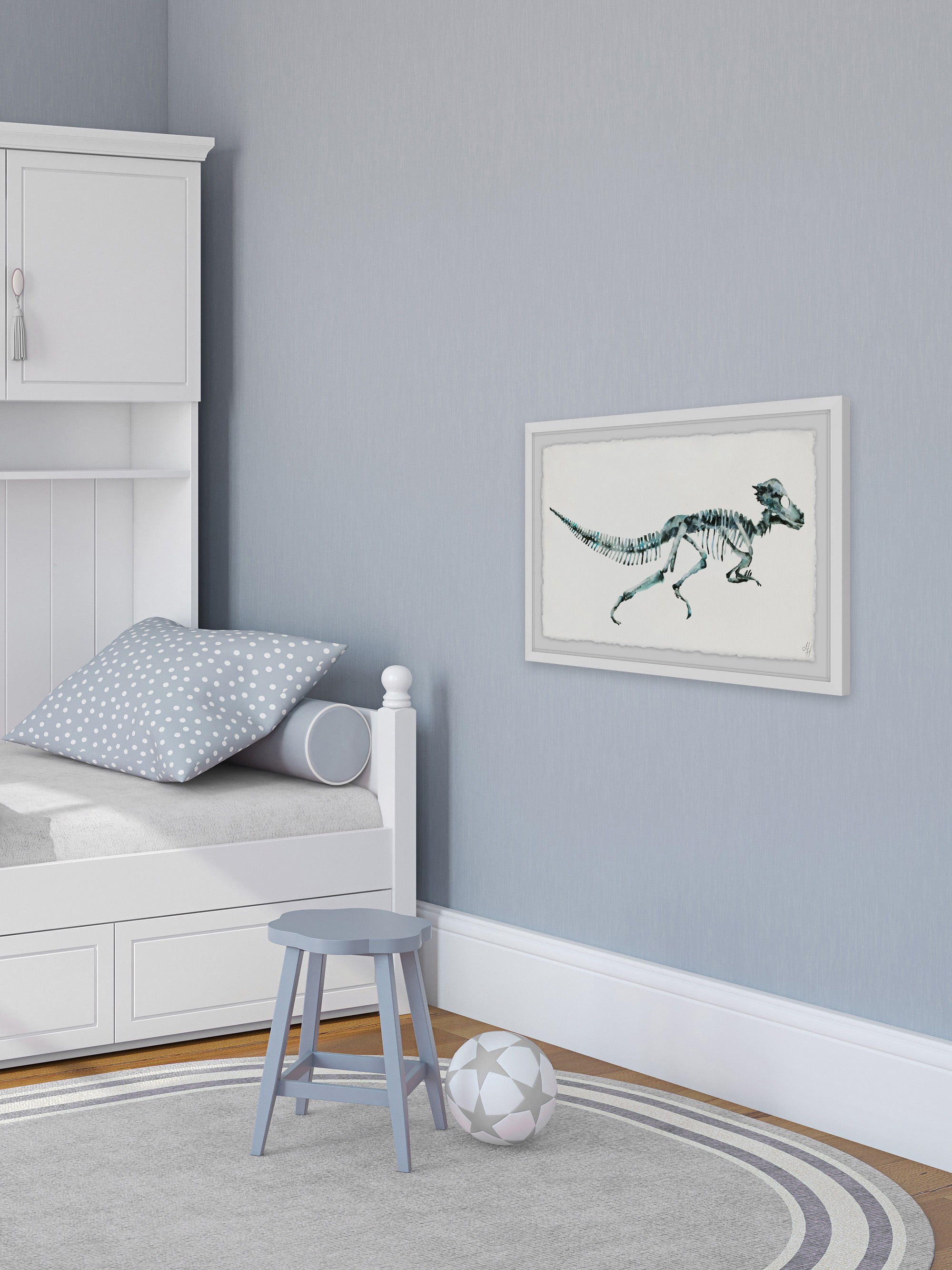 Marmont Hill Running T-Re x Skeleton Framed Wall Art, 30.00" x 1.50"