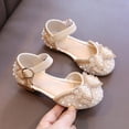 thumbnail image 2 of Quealent Girls Dress Shoes Closed Toe Low Heels Ankle Strap Pumps for Toddler Little Big Kid Flower Party Wedding Princess Beige for Size 8, 2 of 9