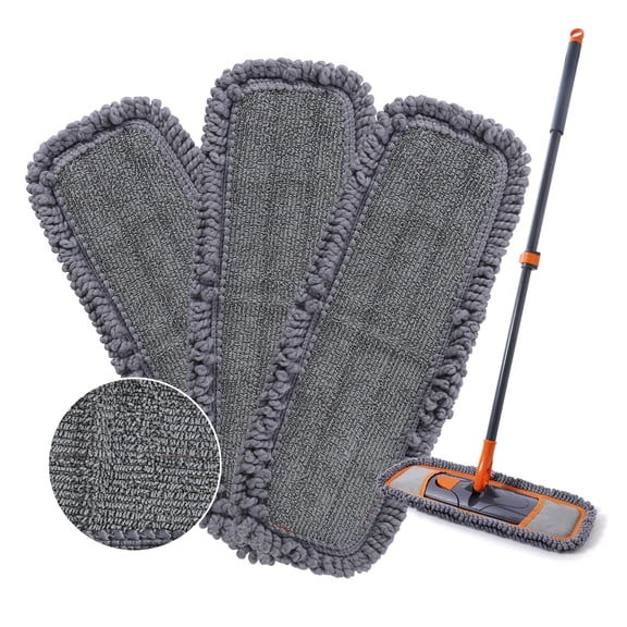 Yocada 3 Pack Twisted Microfiber Mop Replacement Pads, Thickened Sponge Dry-Wet Dual-Use Pads