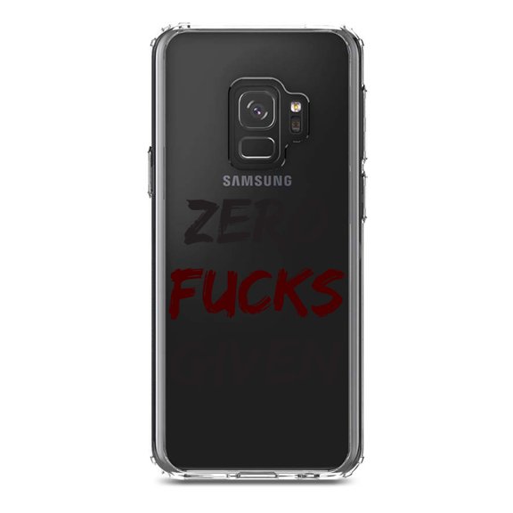 DistinctInk Clear Shockproof Hybrid Case for Samsung Galaxy S9 (5.8" Screen) - TPU Bumper Acrylic Back Tempered Glass Screen Protector - Zero F's Given