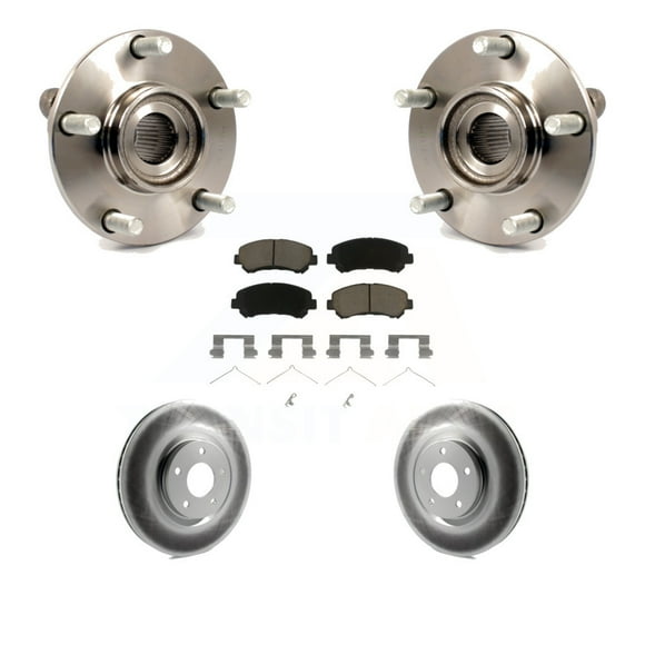 Transit Auto Front Hub Bearing Assembly Coated Disc Brake Rotors and Ceramic Pads Kit for Car 2007-2012 Nissan Sentra SE-R Spec V with 2.5L KBB-121350