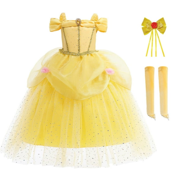 Belle Princess Costume Dress for Girls Halloween Fancy Cosplay Party Ball Gown 3-9Y