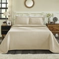 thumbnail image 6 of Jacquard Matelassé 100% Cotton Basketweave 3-Piece Bedspread Set, Embossed Cotton Fabric, Soft, Breathable, Medium Weight, Basketweave, Oversized Bedding , Queen, Peach by Blue Nile Mills, 6 of 7
