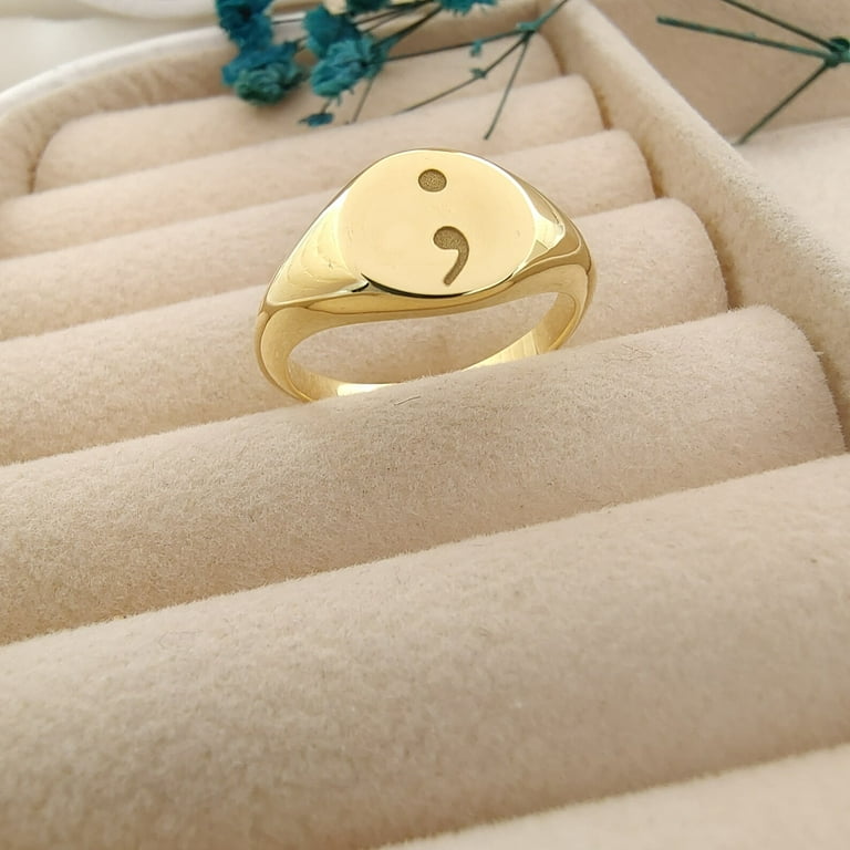 Aspire Jewels Semicolon Ring Sterling Silver Semi Colon Ring Semicolon Jewelry Punctuation Ring Mental Health Awareness Ring Survivor Ring