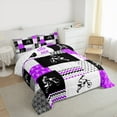 thumbnail image 3 of Manfei Teens Dirt Bike Queen Comforter Set, Motorcycle Extreme Sport Bedding Sets, Purple Patchwork Buffalo Reversible Bedding Comforter Set, Super Cozy Room Decor, 3-Piece, 3 of 8