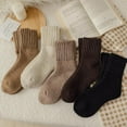 thumbnail image 5 of 5 Pairs Women's Solid Mid-calf Socks, Thick Warm Thermal Socks for Winter, Cozy Boot Sock & Everyday Crew Sock, 5 of 6