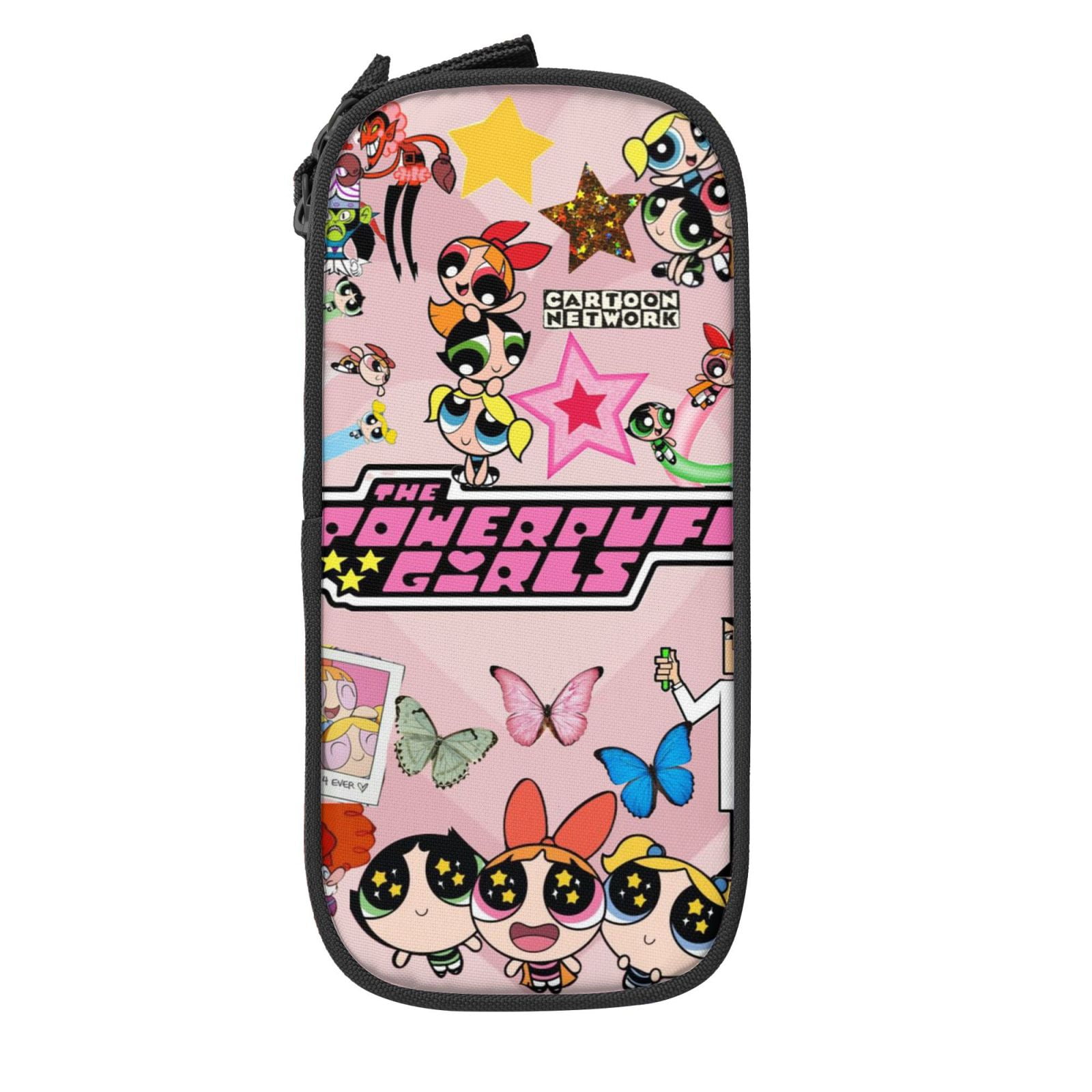 The Powerpuff Gi-rls Pencil Case Large Capacity Pencil Pouch Penbag Office Stationery Organizer Travel Makeup Bag Black