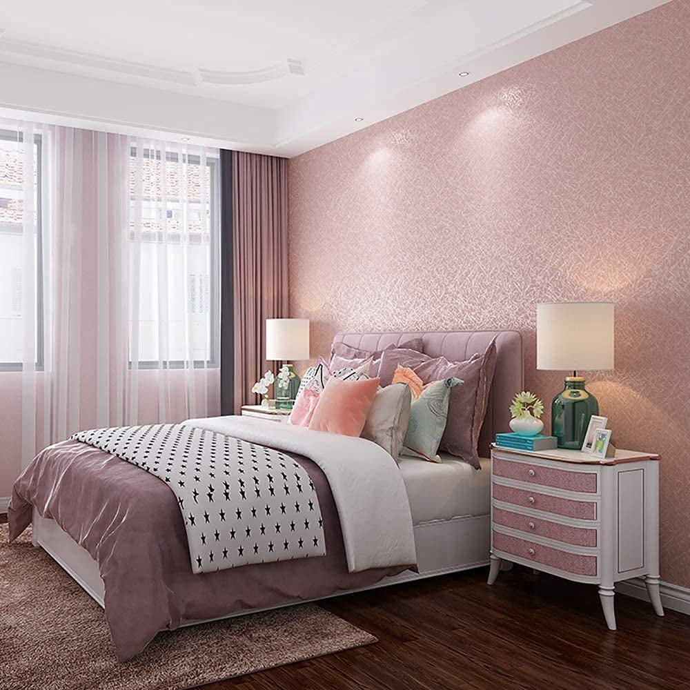 UMIGGEE 15.74" x 118" Pink Wallpaper Embossed Self Adhesive Peel and Stick Removable Wallpaper for Home Decorative Film Cabinet Furniture