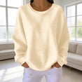 thumbnail image 3 of Womens Oversized Long Sleeve Pullovers Solid Color Crewneck Long Sleeve Casual Tops Waffle T-shirt, 3 of 5