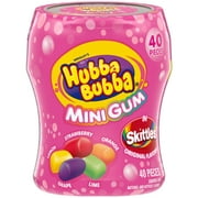 Hubba Bubba Minis Skittles Flavored Bubble Gum - 40 Ct Resealable Bottle