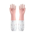 thumbnail image 7 of Djunllk Waterproof Rubber Gloves - Pink Medium Non-Slip Household dishwashing gloves, Long Sleeves Reusable Cleaning Gloves,Drip-Catch Cuff Kitchen Gloves, 7 of 7