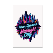 Neon Dreams in Midnight City - Cyberpunk Art Enthusiast - 13x19 Poster Print