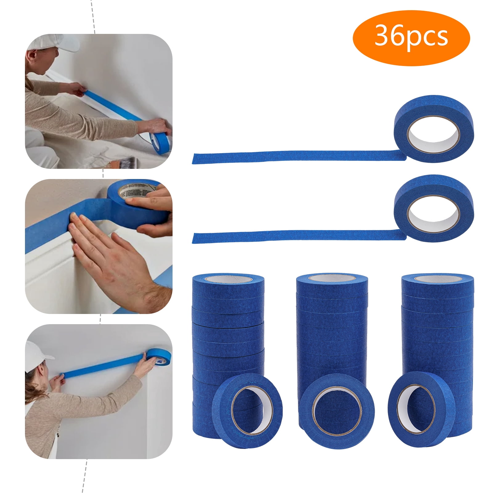 Modern Round 34/54 Rolls Blue Masking Tape Painting 2.4cm x 55m High Adhesive Non-marking Blue