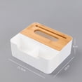 thumbnail image 2 of DRAFIDEEP Tissue Holder Box White PP Material With Bamboo Lid 1Set 8.5X7.1X3.1In, 2 of 8