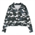 thumbnail image 4 of Bnwani Girls Sweatshirt Zip Mock Neck Long Sleeve Half Zip Crop Fleece Sweatshirt Camouflage Pullover, 4 of 5