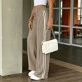 thumbnail image 4 of VV AVEORS Striped Track Pants Women Summer Striped Joggers Baggy Sweatpants Casual Sports Running Tall Petite Khaki XL, 4 of 4