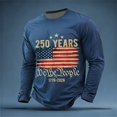 thumbnail image 2 of KHONTS Men's 4th of July 250th Anniversaries T Shirts Long Sleeve Crew Neck Printed Tees Slim Fit Casual Fashion Tops Blue L, 2 of 5