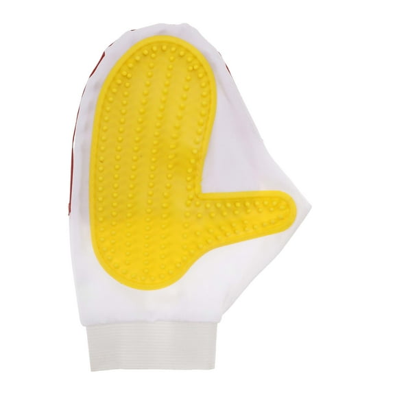 Unique Bargains 1 Pc Portable Double-Sided Pet Grooming Glove for Bathroom White Red PU Rubber