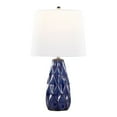 thumbnail image 4 of Hex 20" Contemporary Ceramic Accent Lamp in Estate Blue Ceramic, Polished Nickel and White Linen Shade - Set of 2, 4 of 5
