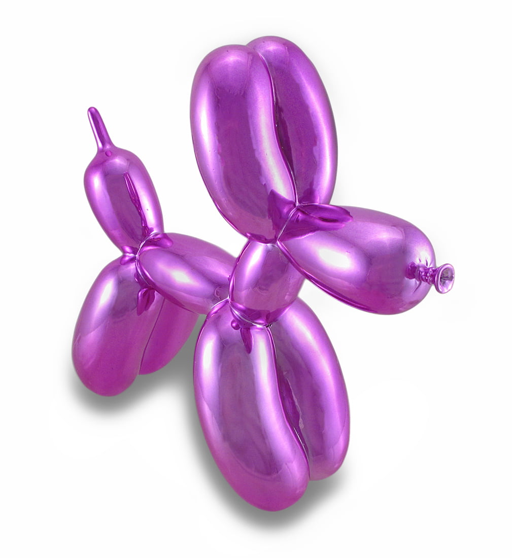 Magenta Chrome Finish Balloon Dog Sculpture Balloon Animal Art 9 Inches