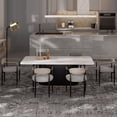 thumbnail image 2 of Morden Fort Modern Dining Table Set for 4, White Faux Marble Top Dining Table with 6 Grey Chairs for Kitchen, Dining Room, Restaurant, Conference Room, 2 of 7