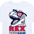 thumbnail image 3 of Instant Message - 4th of July - T Rex White & Blue - Toddler & Youth Short Sleeve Graphic T-Shirt, 3 of 6