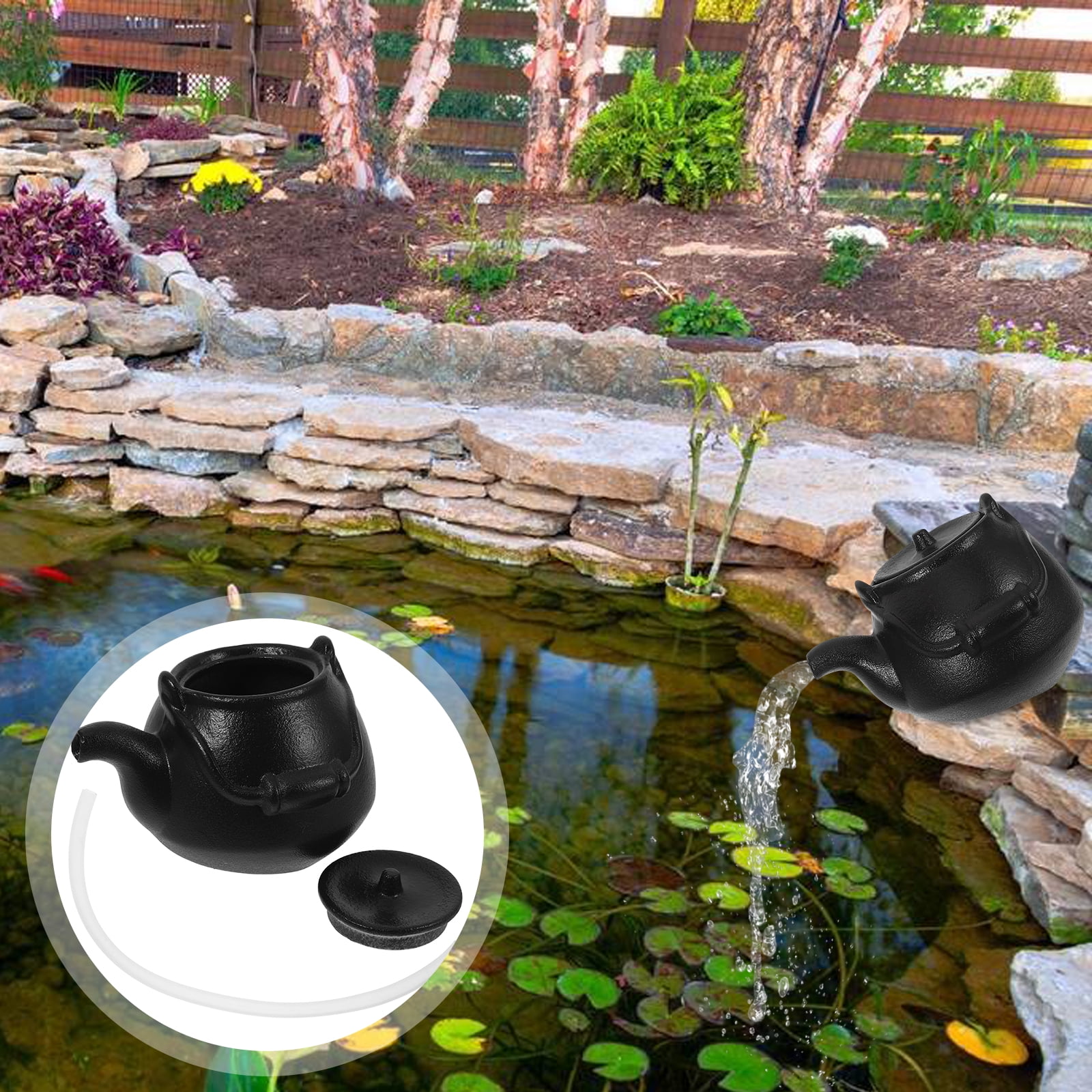 Ceramic Fountain Water Outlet - Outdoor Garden Fountain Spitter Pond Spout Decoration for Indoor Outdoor Garden Pond Balcony
