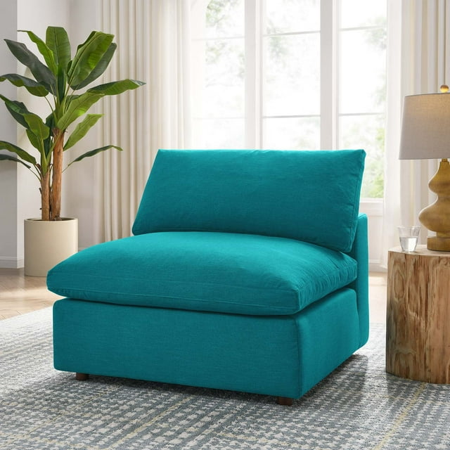 Modway Commix Down Filled Overstuffed Armless Chair, Teal