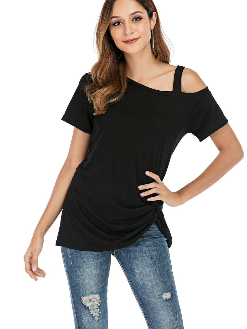 Womens Cold Shoulder Pullover Tops Sexy Cold Shoulder Summer