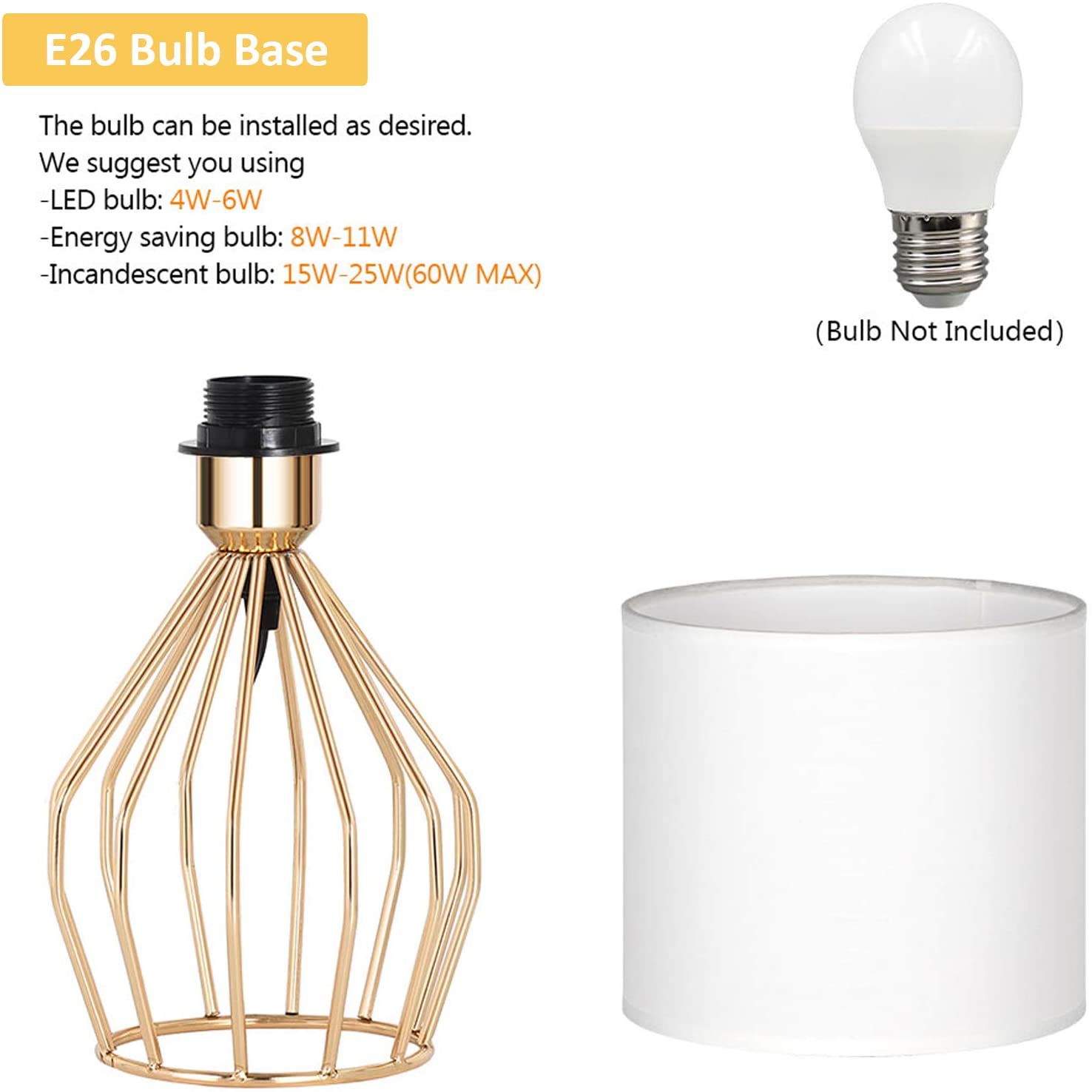 Oumilen Gold Table Lamps Hollowed Out Base with Linen Shade