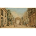 thumbnail image 2 of Charles-François Hutin 14x10 Gold Ornate Wood Frame and Double Matted Museum Art Print Titled - Stage Set with Actors and Dancers Performing (18th Century), 2 of 4