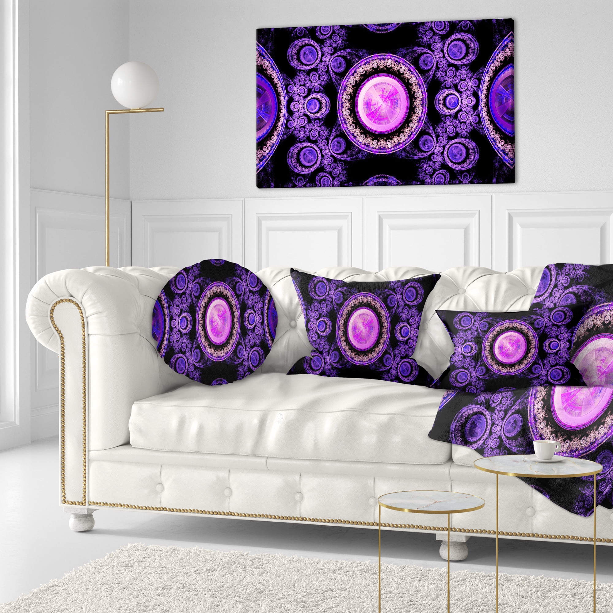 Designart Purple Psychedelic Relaxing Art - Abstract Throw Pillow - 12x20