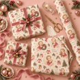 Vintage Coquette Christmas Wrapping Paper, Pink Angel Doll Pattern for ...