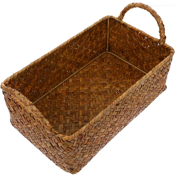 Masteelf Light Brown Rattan Woven Storage Basket for Home Decor and Kitchen Use, Large Capacity 10.5 x 12.5 x 4.5 Inches