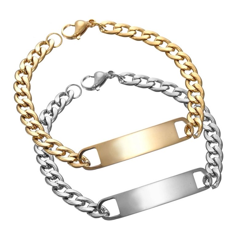  Name Bracelet Stainless Steel ID Bracelets for Men Chain Link  Bracelet Personalized Bracelets: Clothing, Shoes & Jewelry