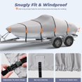 thumbnail image 4 of RVMasking 1200D Waterproof  17’-19' Trailerable Boat Cover Fits Bass Boat, V-Hull, Runabout, Fish&Ski, Tri-Hull, Heavy Duty Marine Grade Boat Cover Length, Beam Width up to 96”, 4 of 7