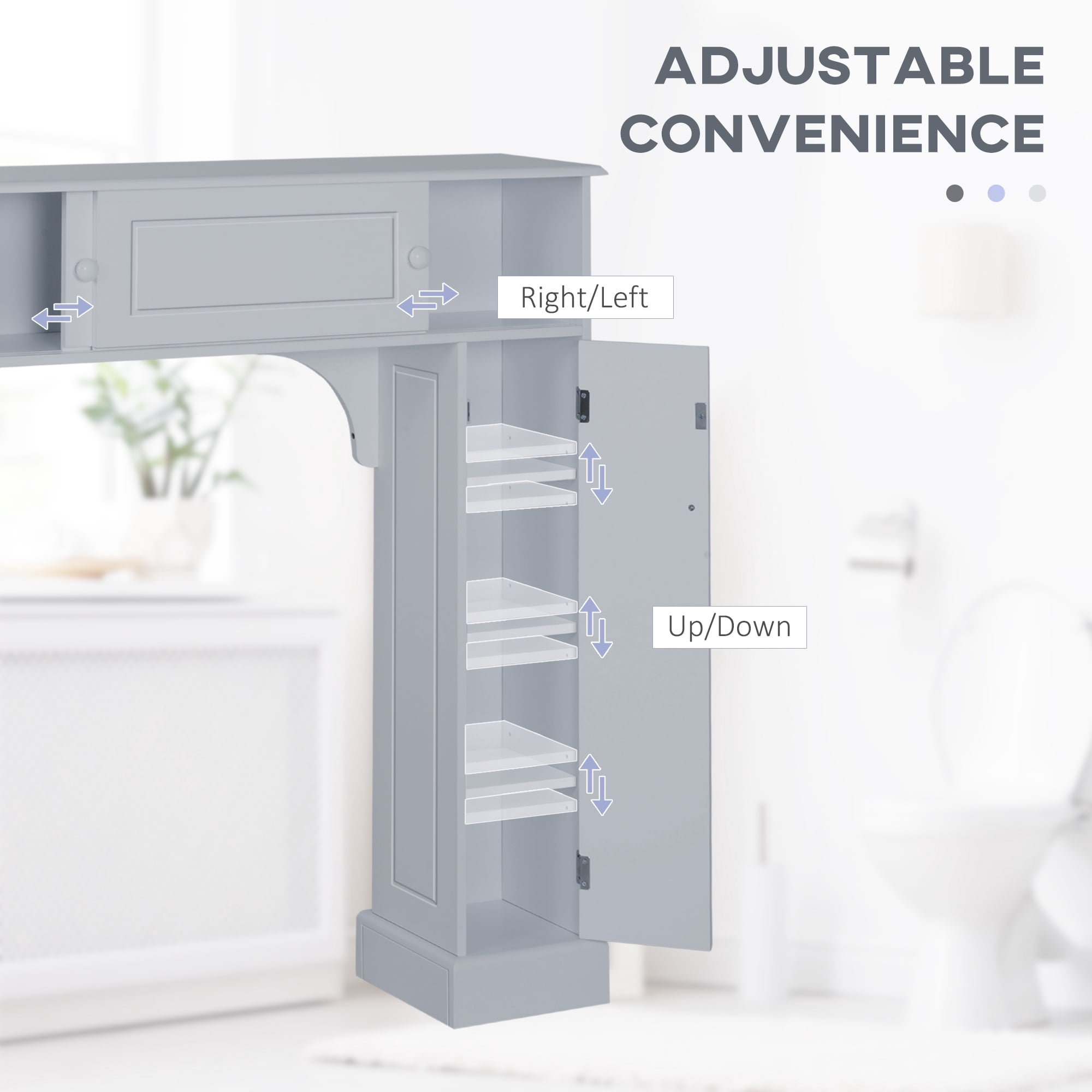 HOMCOM Freestanding Over the Toilet Bathroom Cabinet with Adjustable Shelves, Toilet Rack, Space Saver, Bathroom Storage Organizer
