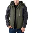 thumbnail image 6 of Wutalume Unisex Colorblock Zipper Pocket Hooded Jacket, Men's Casual Plush Jacket with Water-Resistant Finish, Warm Lining for Outdoor Adventures and Daily Protection,Army Green L, 6 of 6