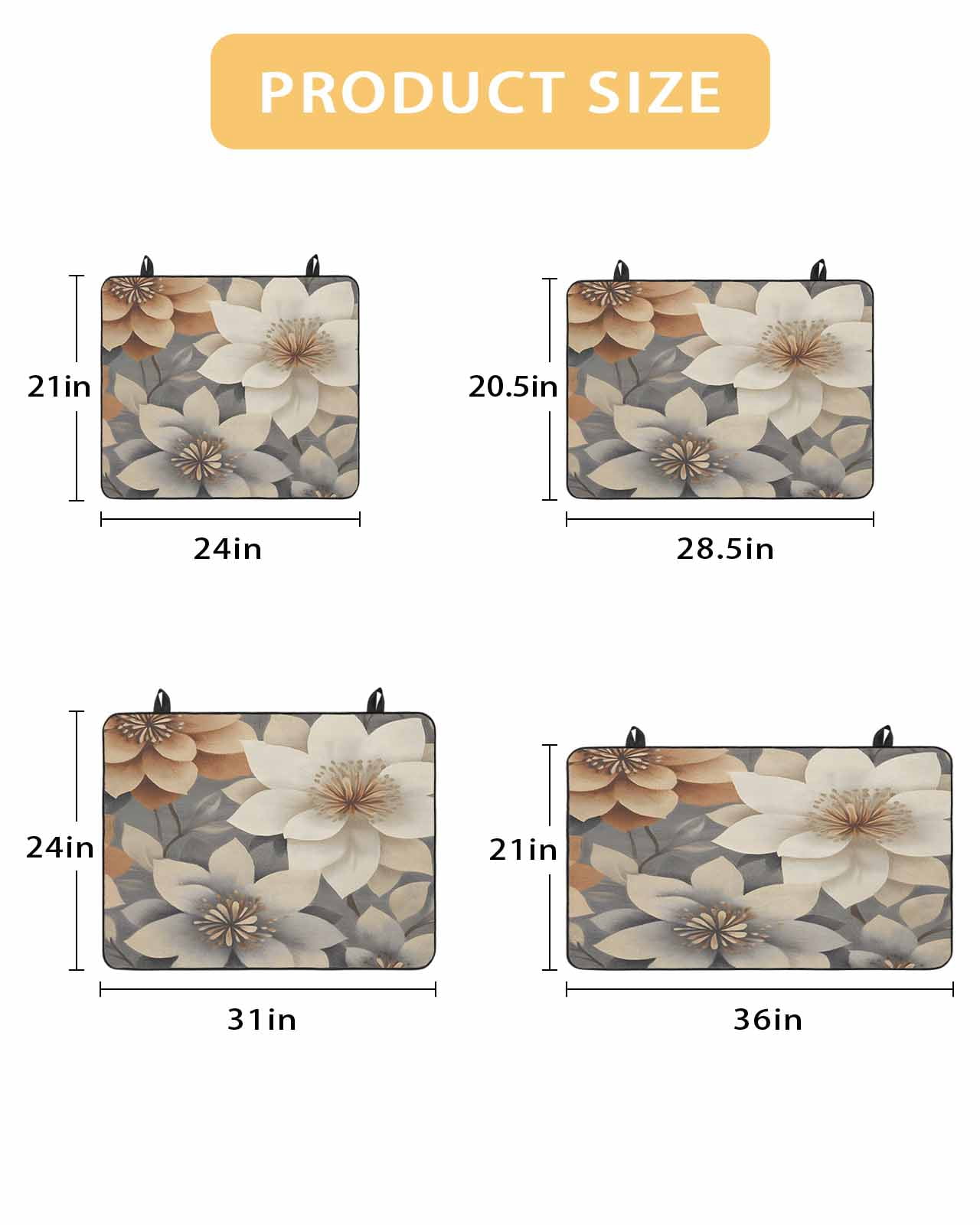 nqOlkjepod Large Induction Cooktop Protector Mat 24"x21", Burnt Orange Grey Flower Stove Top Covers for Electric Stove, Vintage Spring Floral Botanical Stove Burner Cover Mats, Glass Top Stove Cover