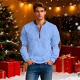 thumbnail image 5 of Men's Christmas Sweater Zip Up Sweatshirts Vintage Knit Graphic Sweatshirt - Xmas Stand Collar Pullover with Solid Color Print for Casual Holiday Style,Cyan,XL, 5 of 7