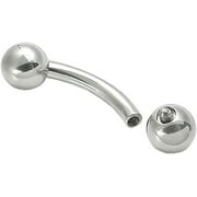 Painful Pleasures 8g Stainless Steel Bent Barbell - Internal 2.0mm Threading - 19mm ~ 3/4" with 10mm Balls