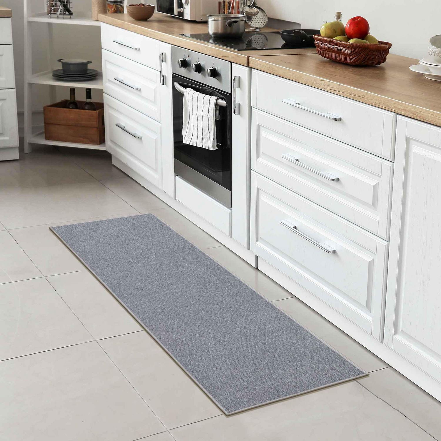 Tapis de couloir à motif de solide à sous-couche en caoutchouc de la collection Ottohome