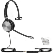 Yealink UH36 Mono UC Wired Headset (USB Connect), Connects to Deskphone, PC/Mac, Softphones - Works with Teams, Zoom, RingCentral, 8x8, Vonage, Bonus Microfiber Included