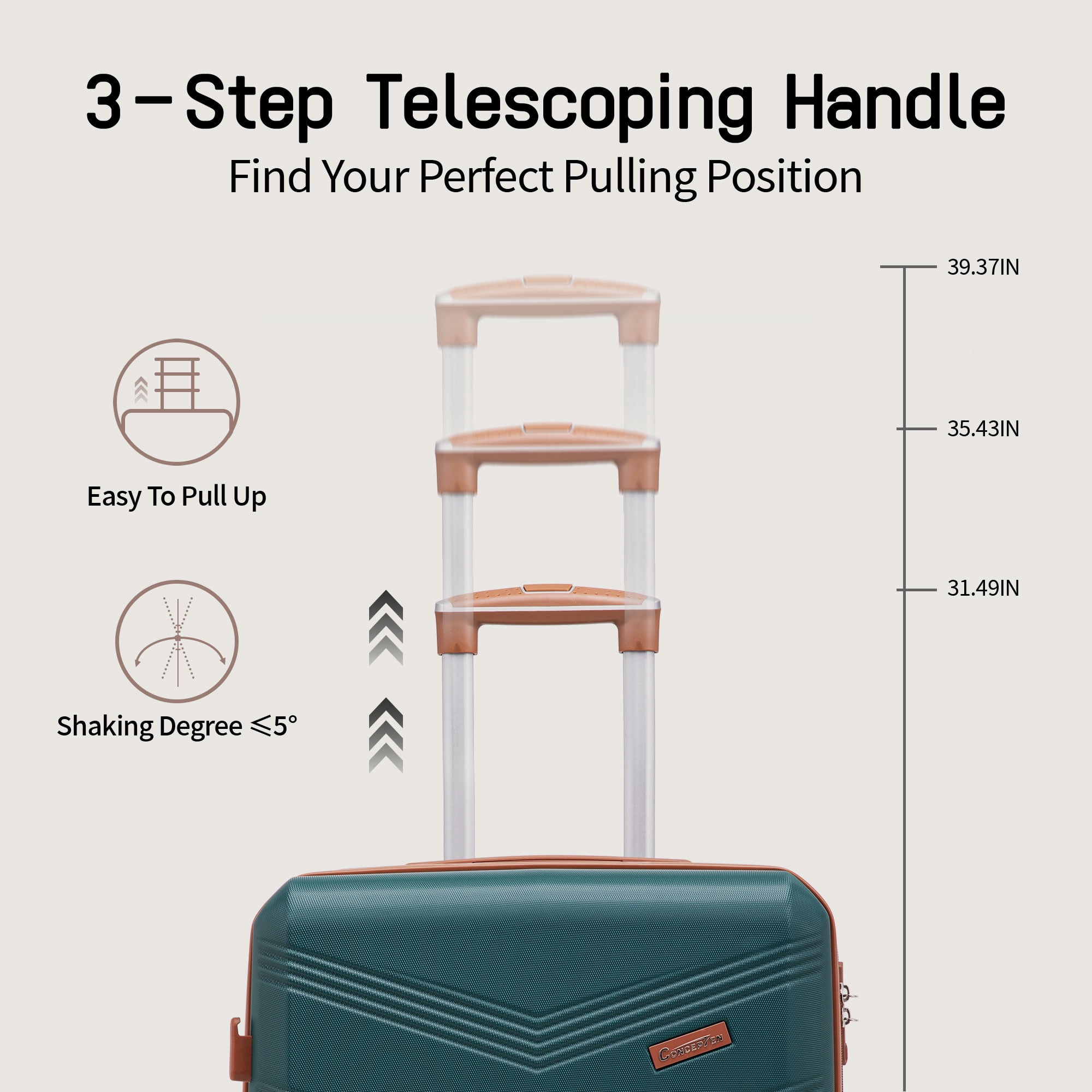 CONCEPZEN 5-Piece Expandable Hardshell Luggage Set with Spinner Wheels TSA Approved Carry On 20-Inch & Checked 24/28-Inch Lightweight Suitcases Suitable for Business and Family Travel
