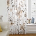 thumbnail image 6 of Brown Grey Floral Spring Sheer Curtains 54 Inches Long, Watercolor Botanical Butterfly Light Filering Curtains, Breathable Simi Curtain Privacy Drapes for Kitchen Bathroom Small Window Treatment, 6 of 9