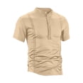 thumbnail image 3 of Klisyaur Shirt for Men Short Sleeve Crewneck Button Shirts Solid Color Casual Fashion Summer Tees Top, 3 of 7