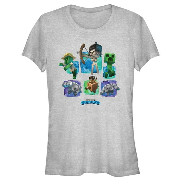 Junior's Minecraft Legends Watercolor Mobs  Graphic Tee Athletic Heather X Large