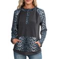 thumbnail image 1 of Sudadera con capucha de mujer Leopardo empalme con botones de bolsillo Pullover Camisa Casual con ca Abanopi Gris/Grande, 1 of 7