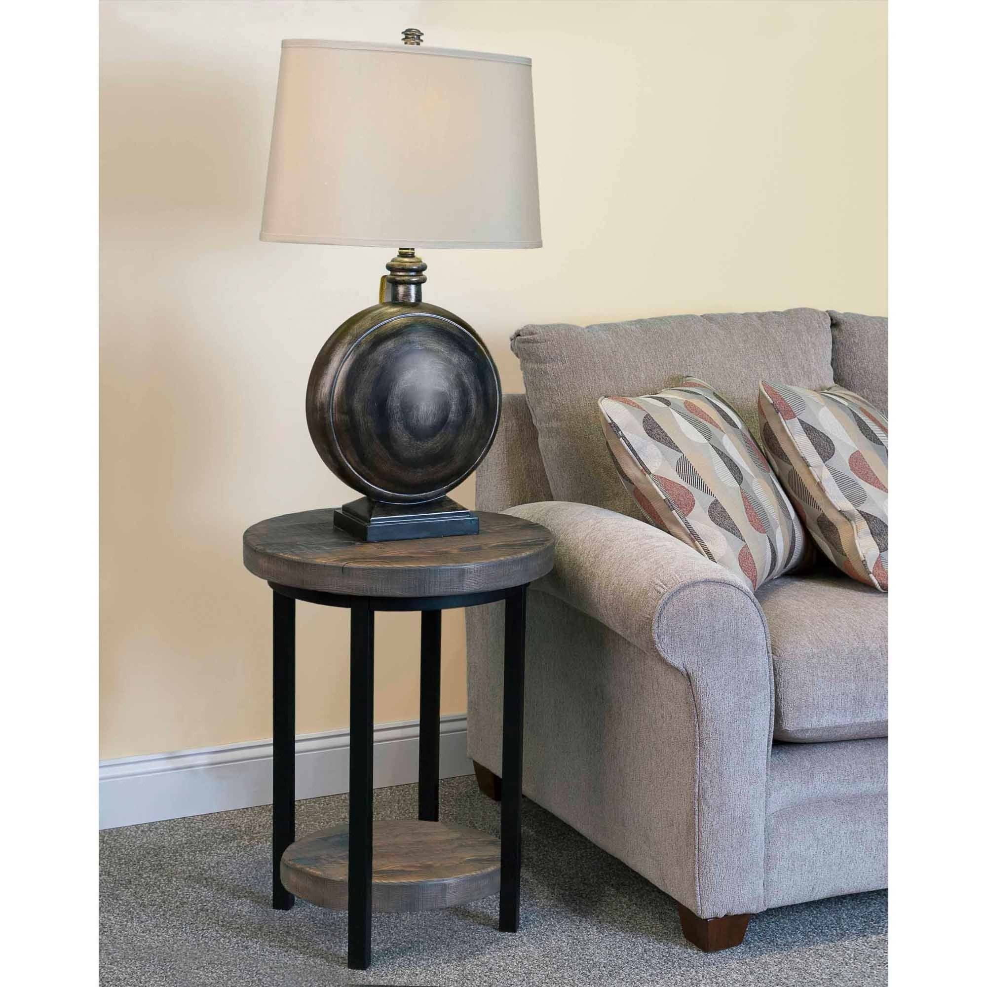Alaterre Pomona Round End Table, Rustic Natural