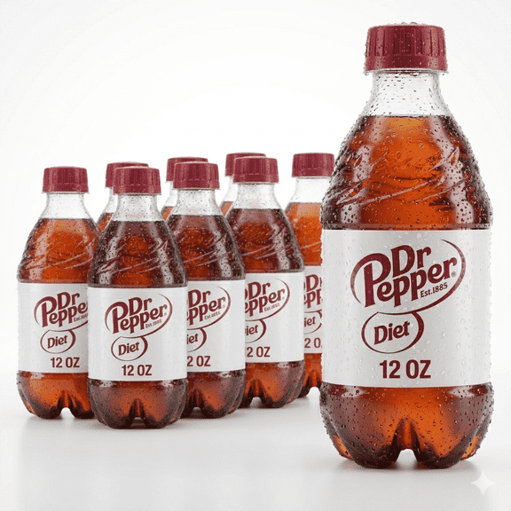 Diet Dr Pepper Soda Pop, 12 fl oz, 8 Pack Bottles